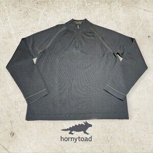 Horny Toad Quarter Zip Sweater Mens 100% Merino‎ Wool Pullover Raglan Grey Large